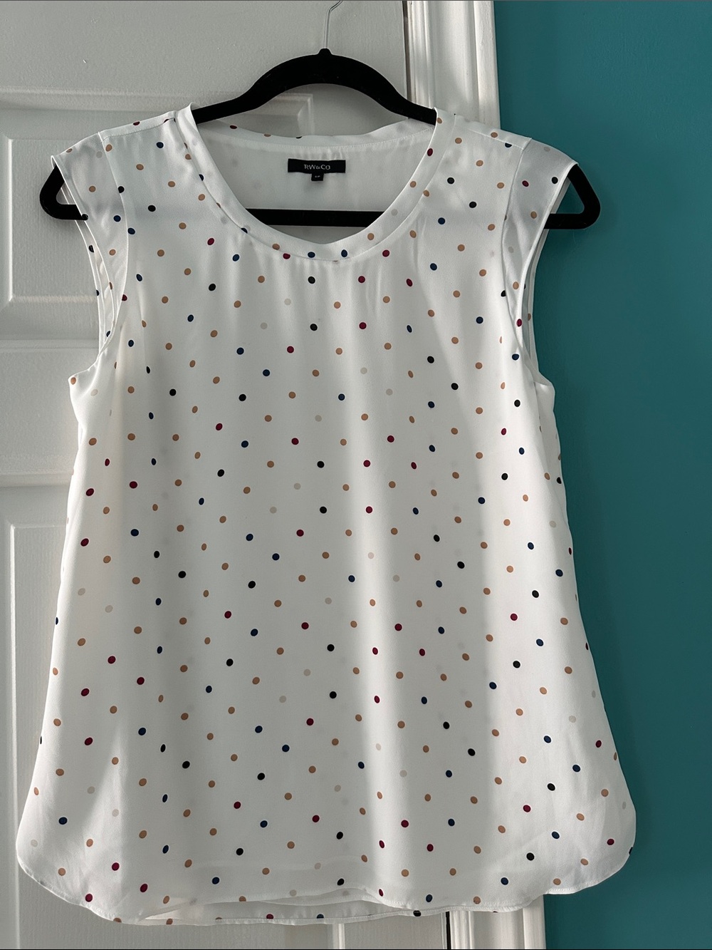 RW&CO. White Sleeveless Polka Dot Top